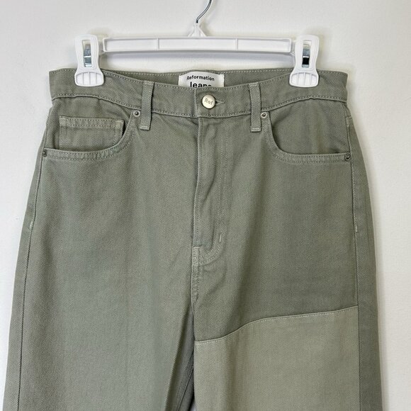 Reformation Ryan Patch High Rise Straight Jeans Women’s Size 27 Green Ankle - Picture 10 of 10